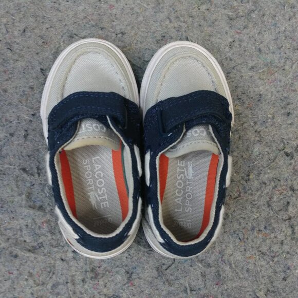 Lacoste Boat Shoes Baby Size 5.5C Boys Sneakers Canvas Gray BlueSummer Beach - Picture 8 of 9